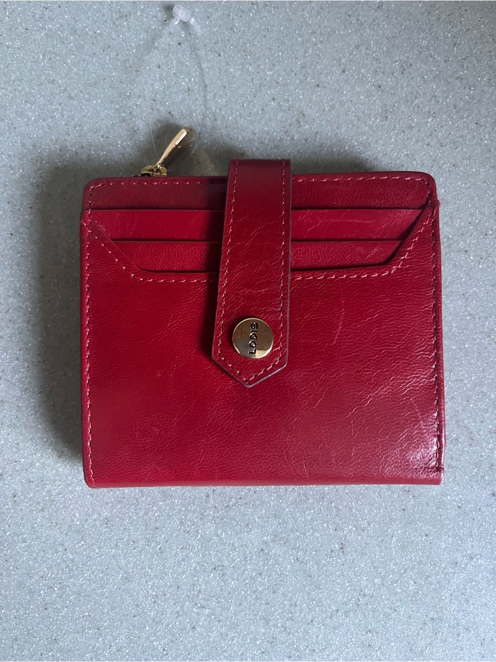 Lodi’s Red Leather Compact slim Card Wallet New - Picture 5 of 5